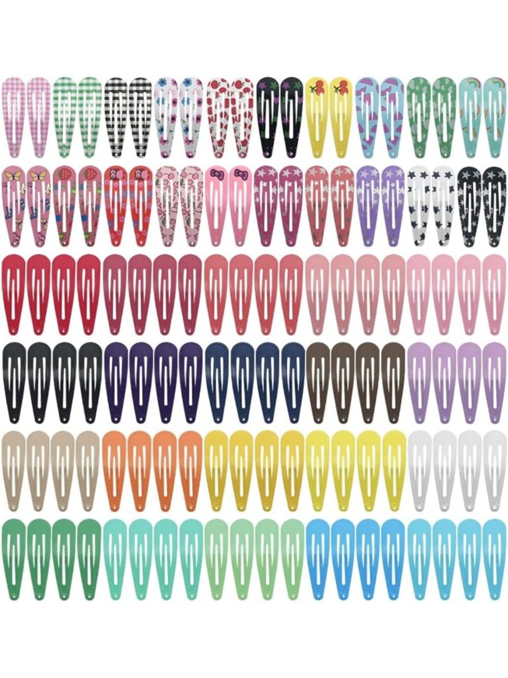 120-Pack Metal Snap Hair Clips & Barrettes for Girls, Kids & Women - Colorful